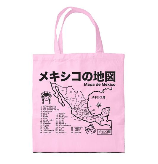 Bolsa rosa pastel tote bag MAPA DE MÉXICO